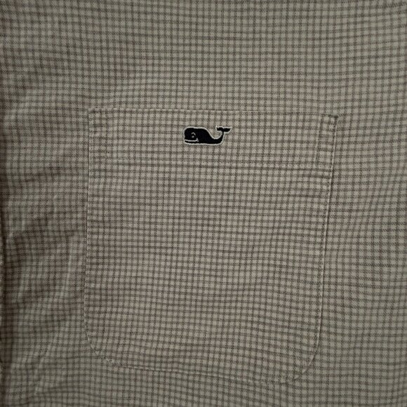 Vineyard Vines Cotton Spandex Gray Check Large Button Up Shirt Classic Tucker - Picture 9 of 12
